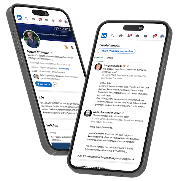 LinkedIn-Profil der STRATEGIE auf einem Smartphone